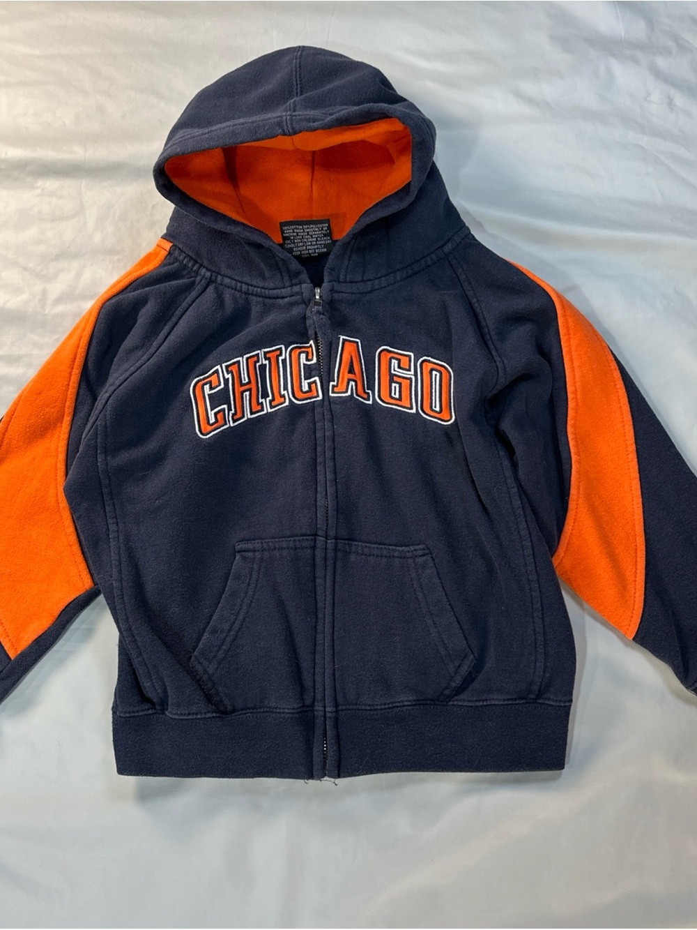 Colosseum Navy and Orange 'Chicago' Kids Hooded Zip-Up Sweatshirt